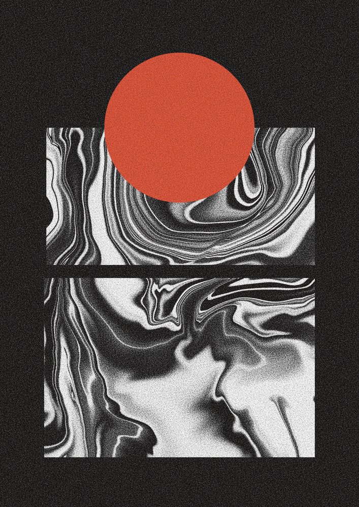 Flujo de mármol Sol Rojo de Amy Louise Baker