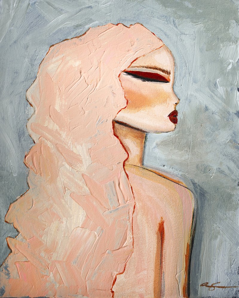 Retrato con un elegante peinado rosa de Amy Straley