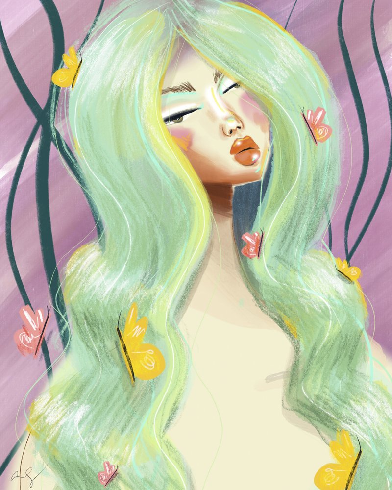 Pelo verde etéreo de Amy Straley