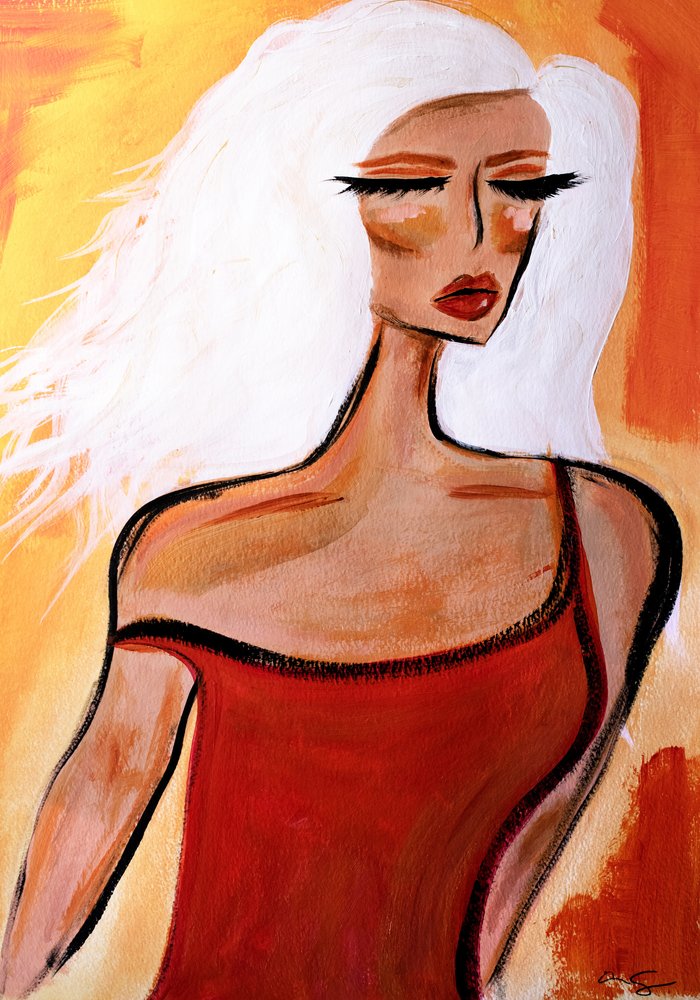 Mujer elegante vestida de rojo de Amy Straley