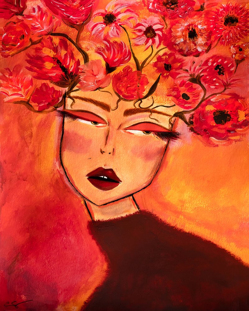 Mujer con un tocado floral - Chica a la moda de Amy Straley