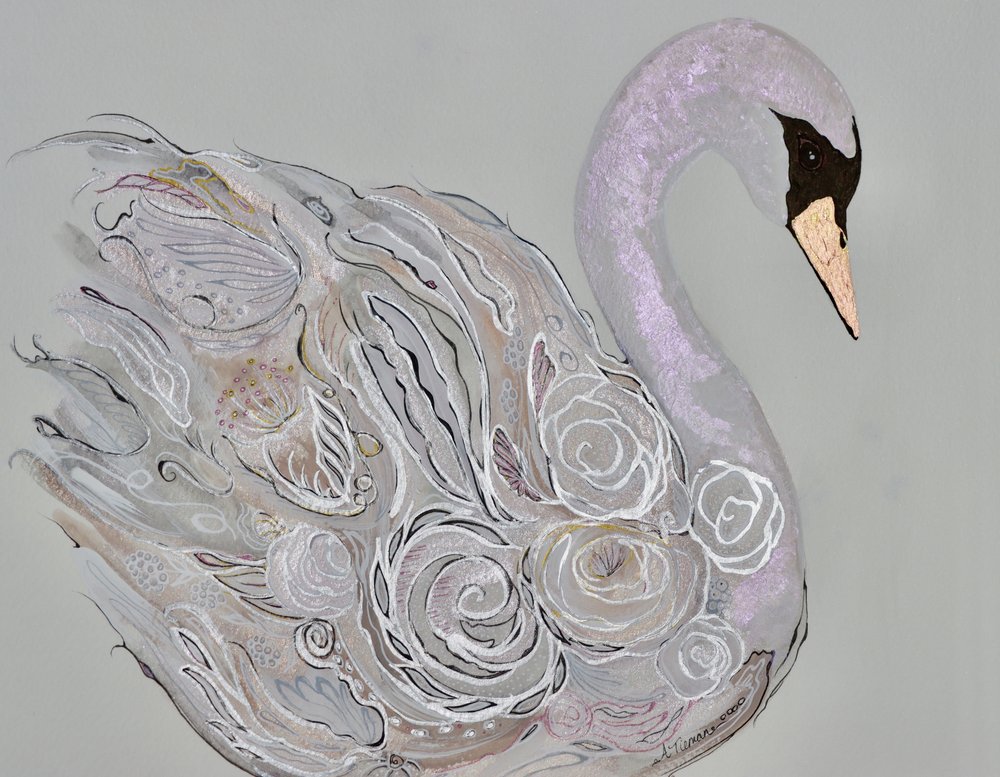 Cisne floral elegante de Amy Tieman