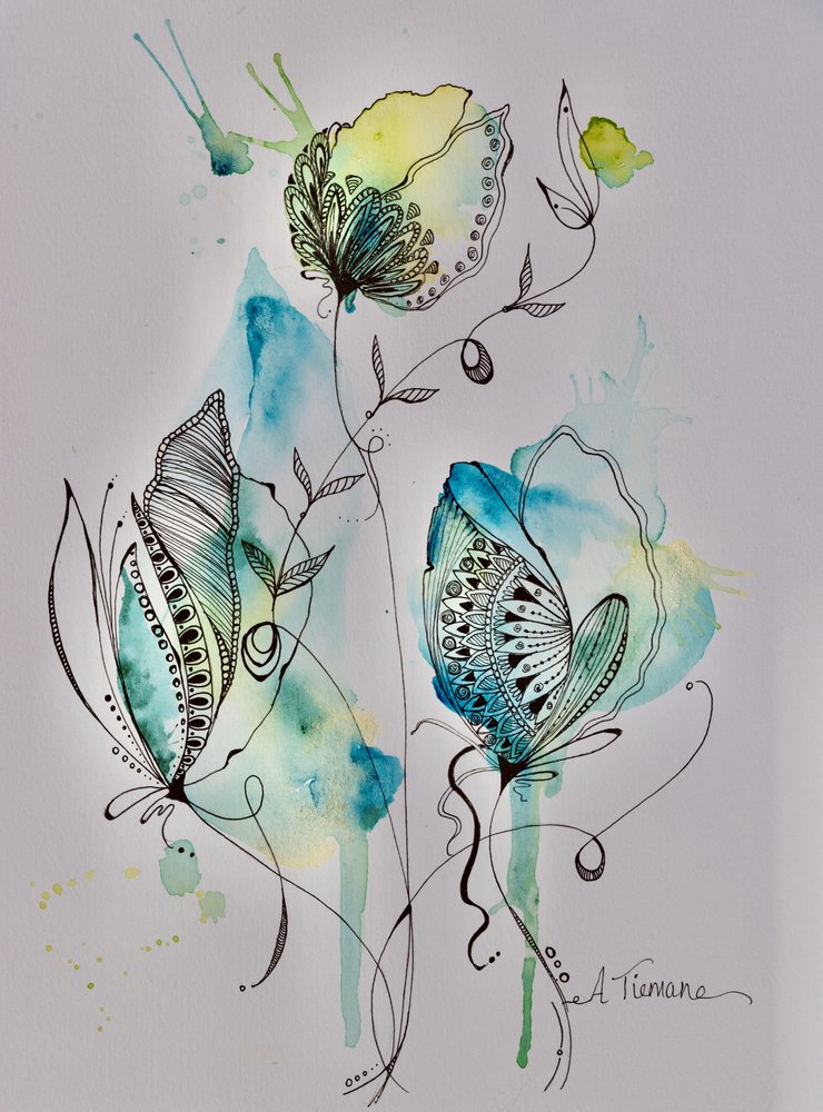 Garabatos florales etéreos de Amy Tieman