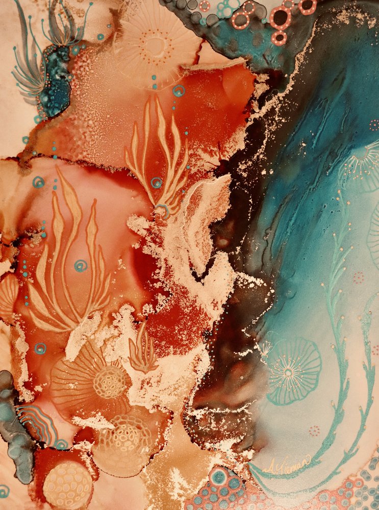 Abstracción de un arrecife submarino de Amy Tieman