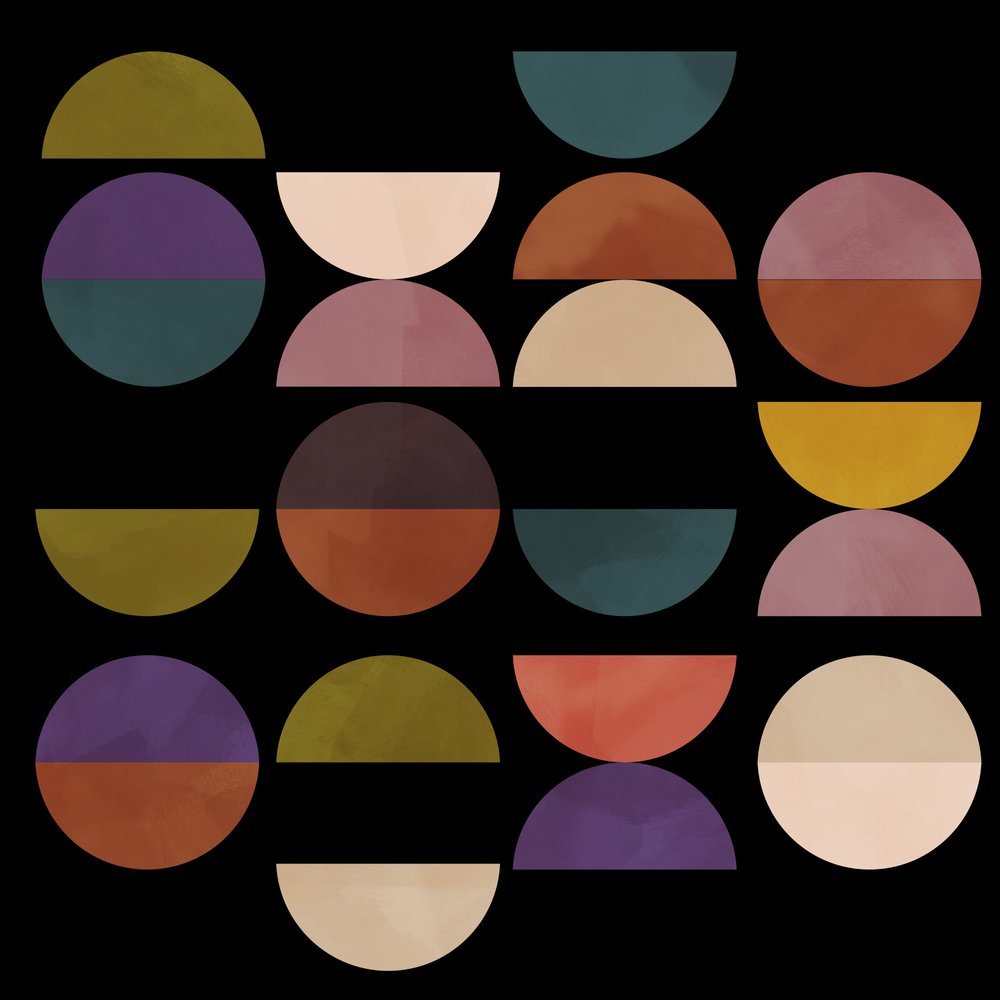 Círculos medianos de terracota, negro 1 de Ana Rut Bre