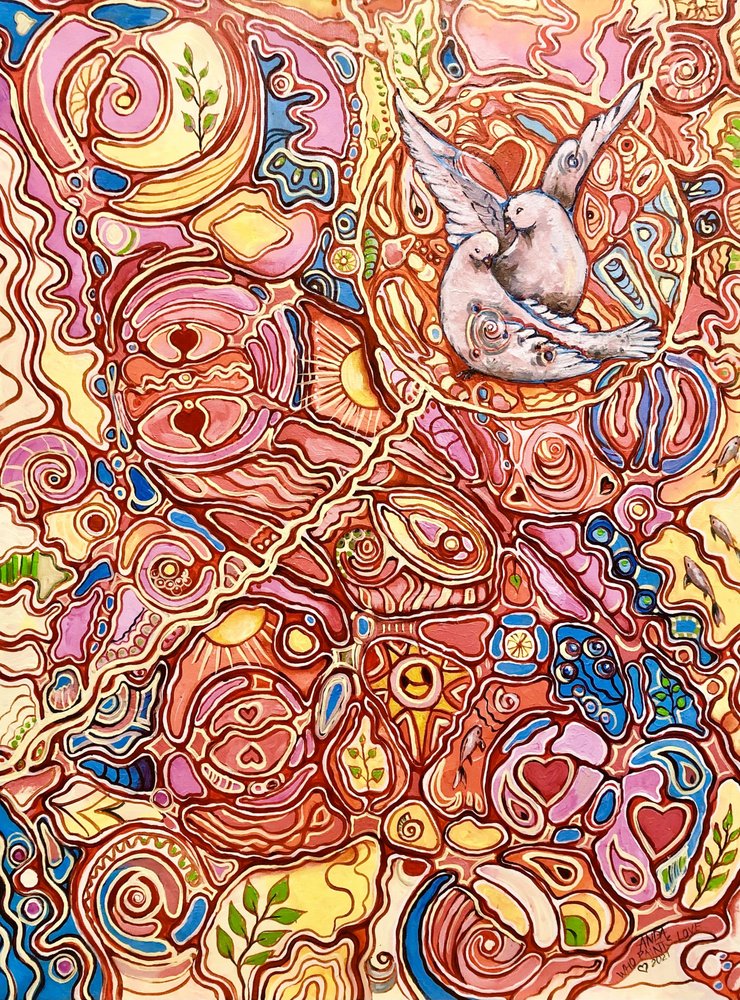 Pájaros enamorados (abstracto) de Anda Bieza