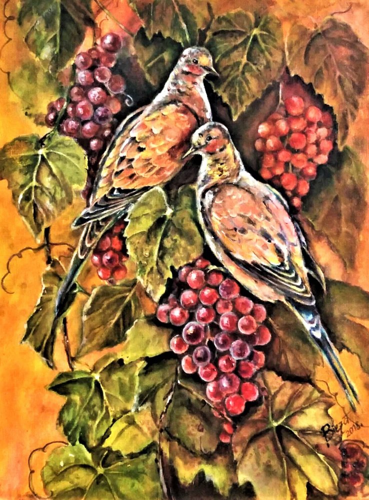 Palomas y uvas de otoño de Anda Bieza