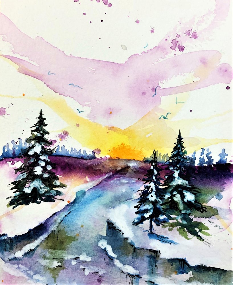 Una colorida puesta de sol invernal de Anda Bieza