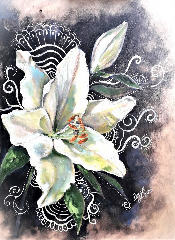Elegante flor de lirio blanco de Anda Bieza