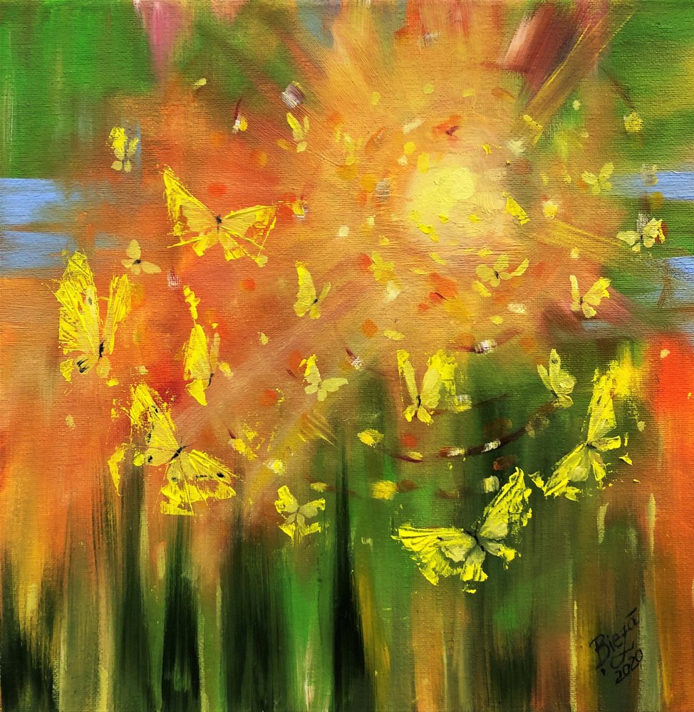 Mariposas doradas: resplandor de la luz del sol de Anda Bieza