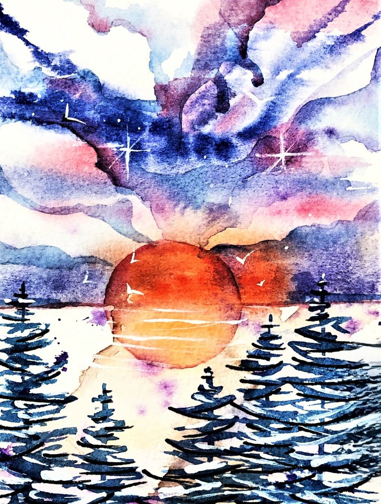 Una puesta de sol invernal llena de colorido de Anda Bieza