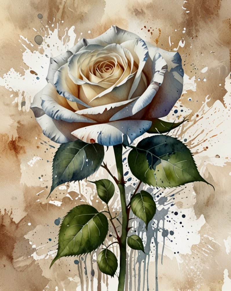Rosa en acuarela blanca de Anda Bieza