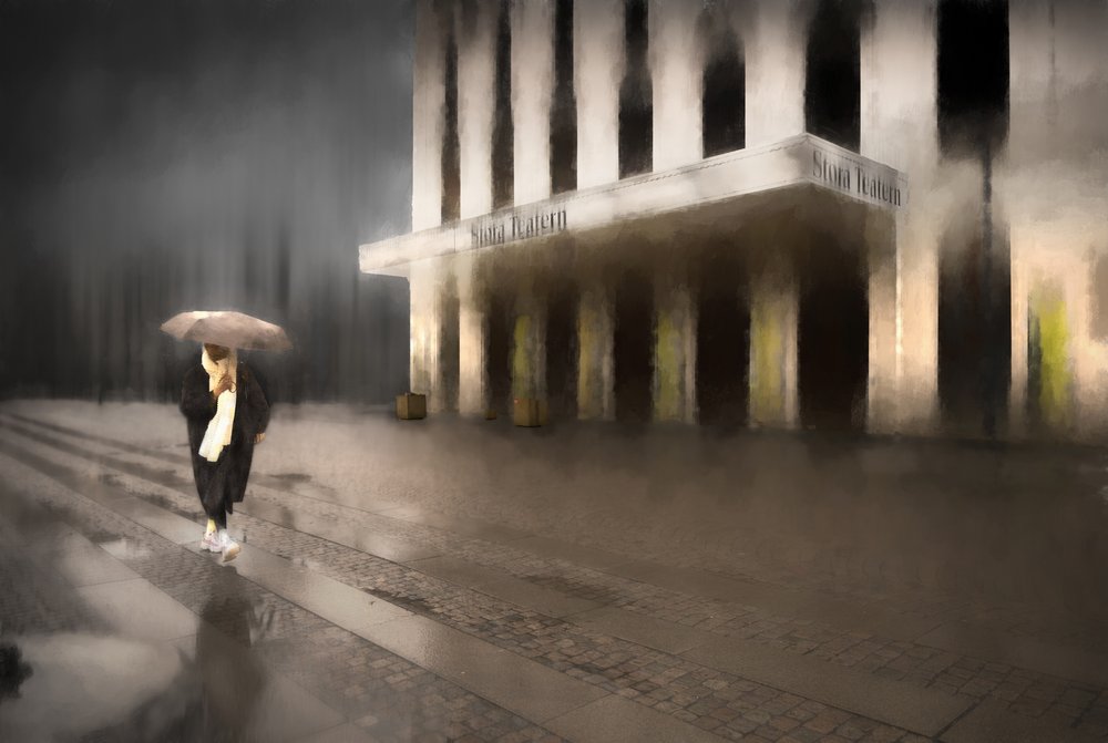 Soledad en una ciudad lluviosa de Anders Hammarstrom