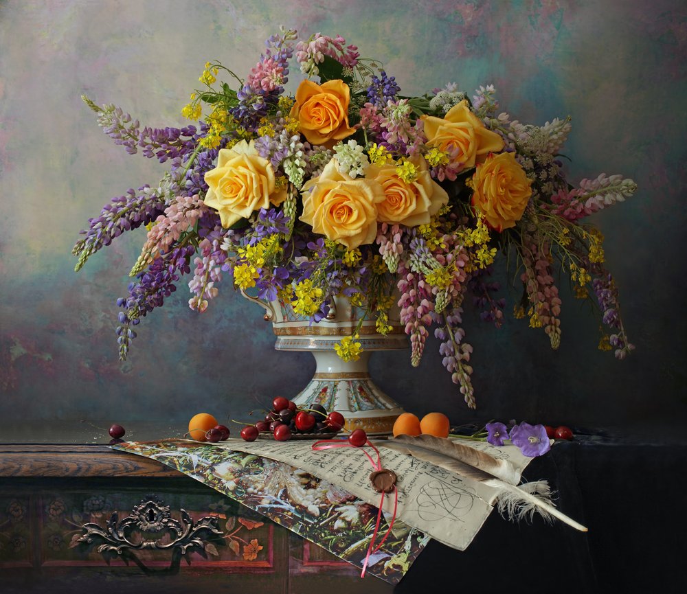 Elegante bodegón floral de Andrey Morozov