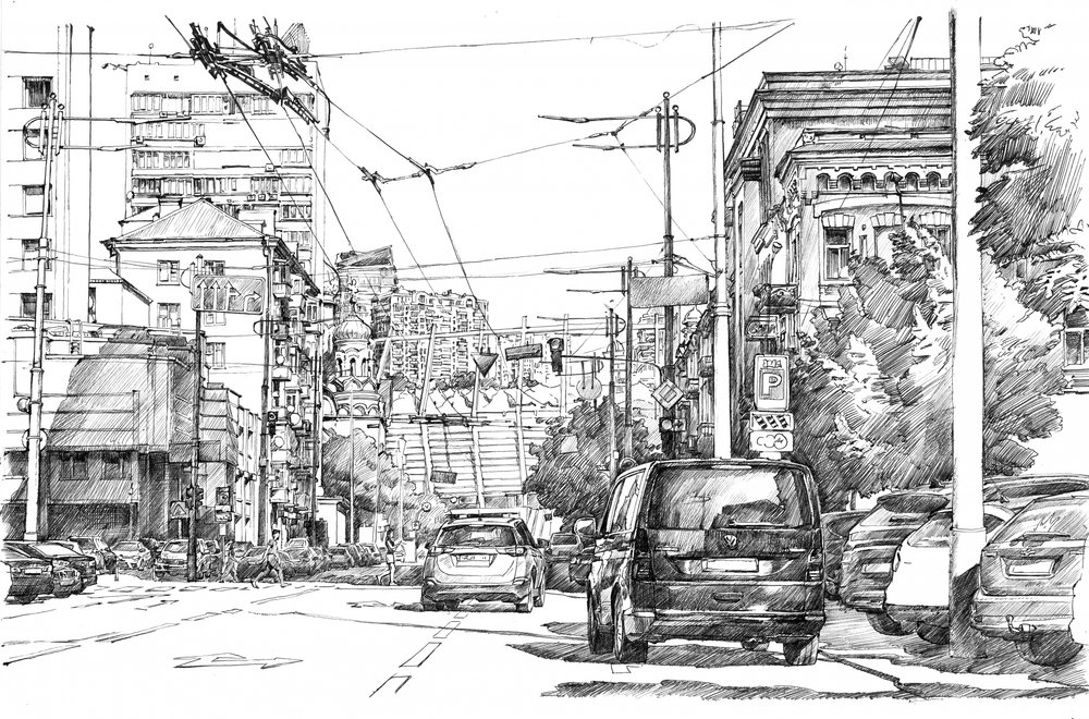 Calle de la ciudad con todo detalle de Andrii Kutsachenko