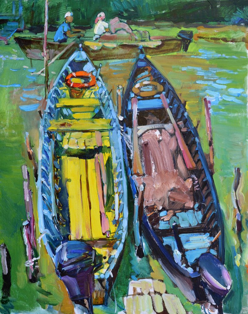 Barcos de río tranquilos de Andrii Kutsachenko