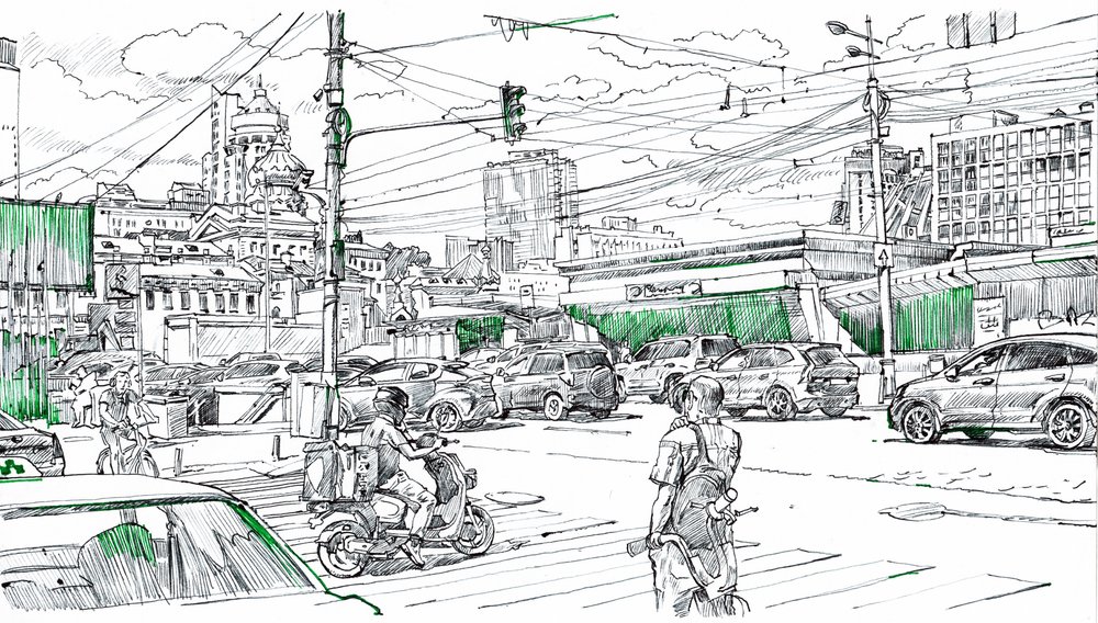 Dibujo del tráfico urbano de Andrii Kutsachenko