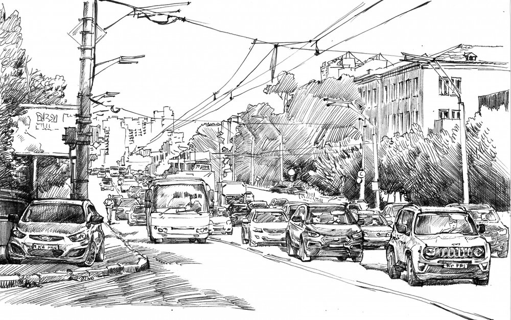 Boceto del tráfico urbano de Andrii Kutsachenko