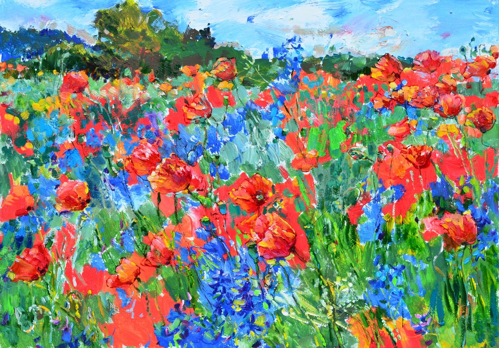 Un campo de amapolas lleno de color de Andrii Kutsachenko