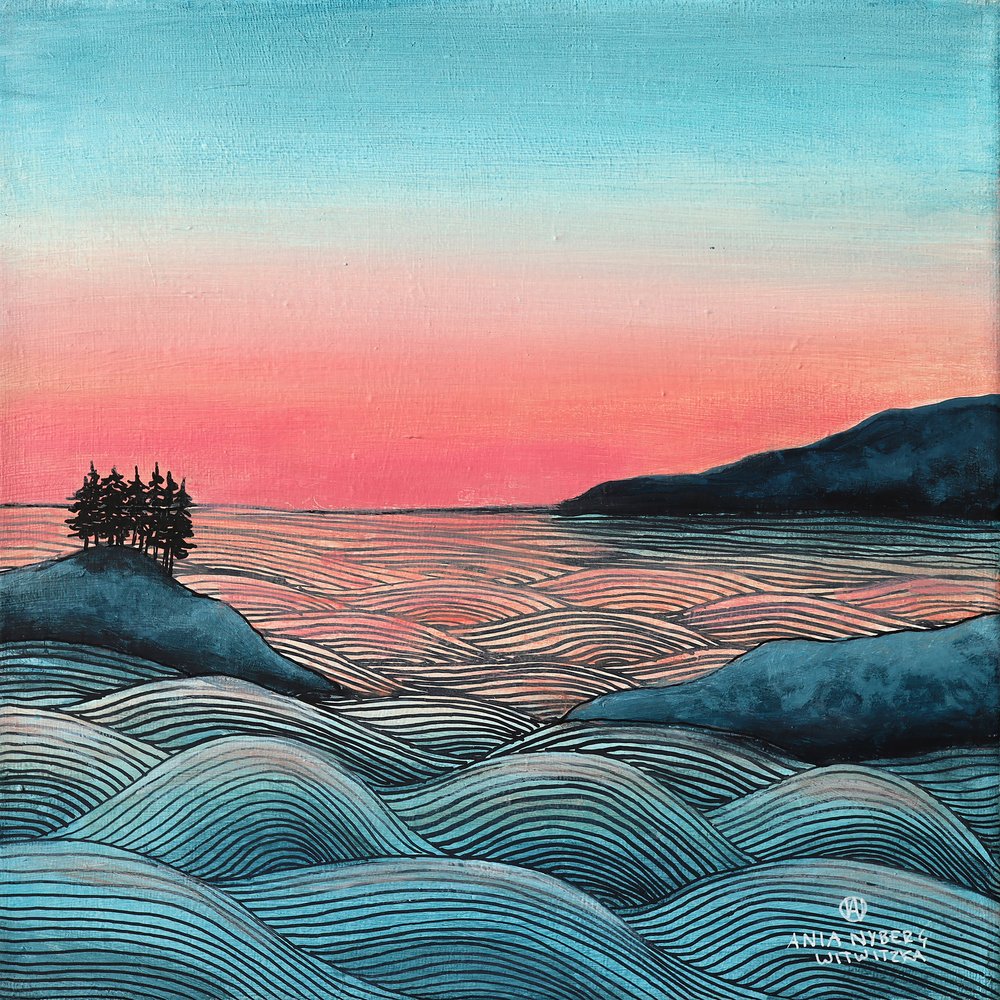 Puesta de sol rosa en la costa de Ania Witwitzka