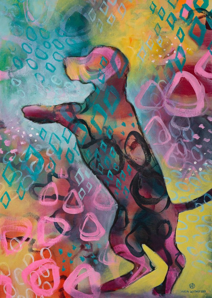 Perro abstracto y colorido de Ania Witwitzka