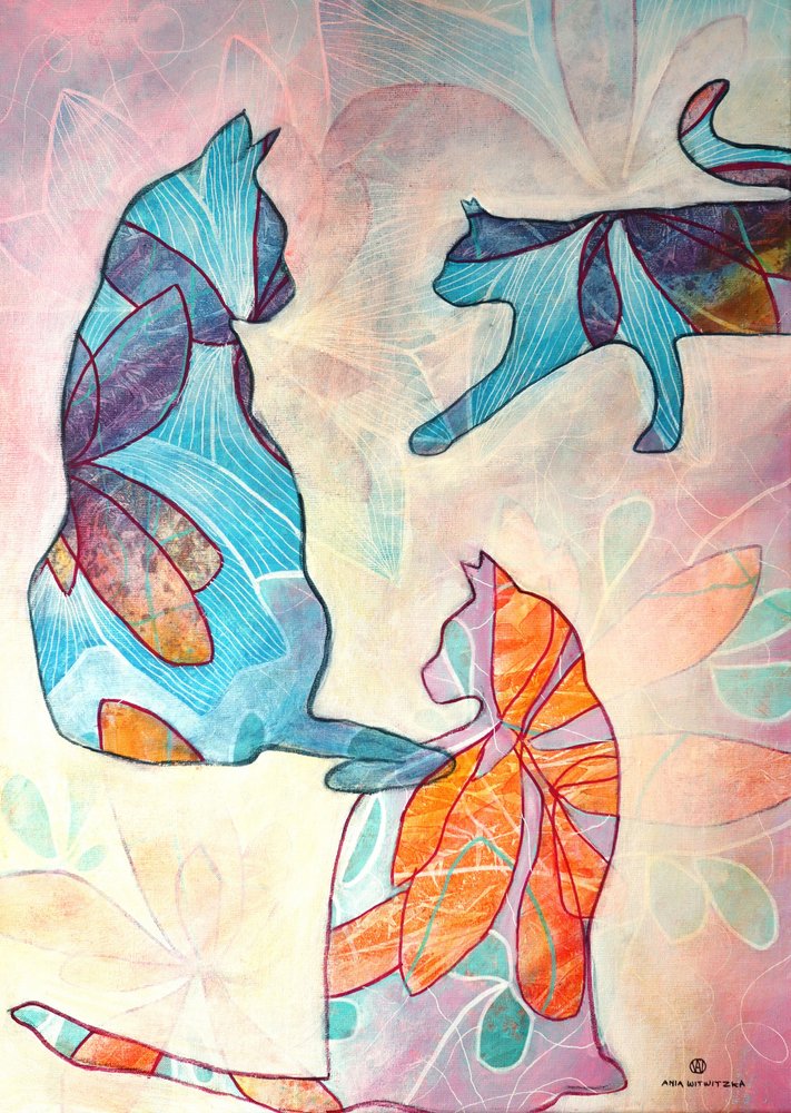 Gatos florales y divertidos de Ania Witwitzka