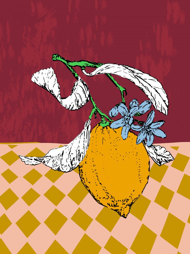 Naturaleza muerta con flores de limón de Annick