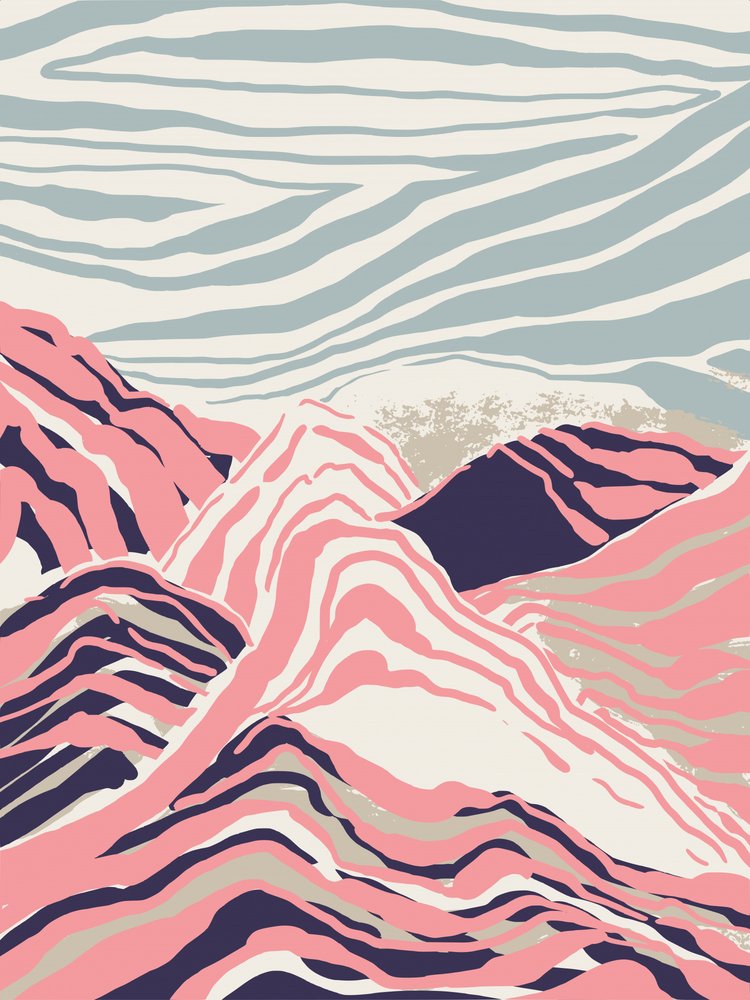 Montañas con rayas rosas de Annick