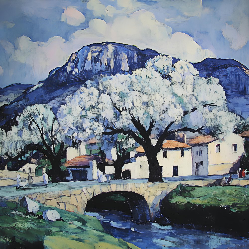 Paisaje de un pueblo en flor de Avanesova Elena