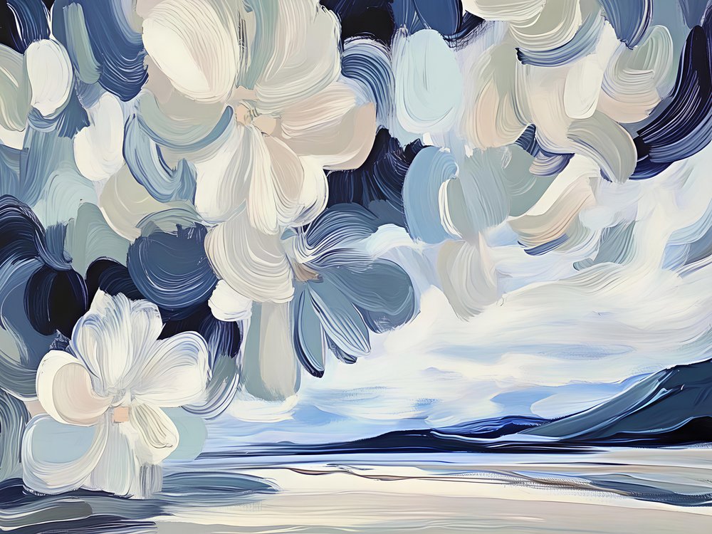 Paisaje floral azul de Avanesova Elena