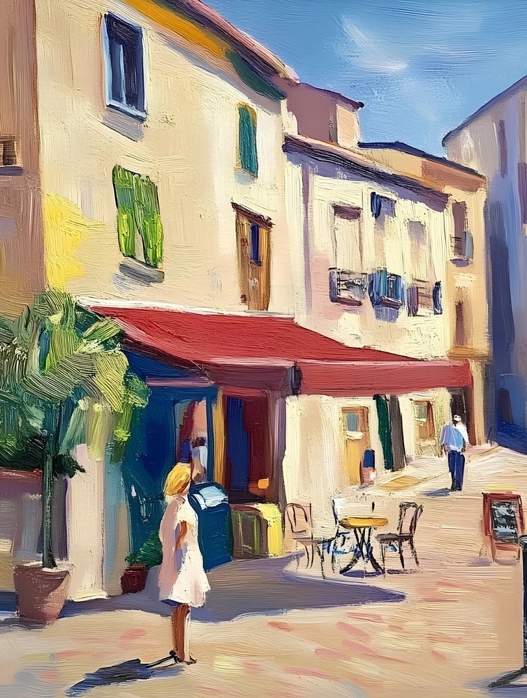 Una encantadora calle de cafeterías europeas de Avanesova Elena