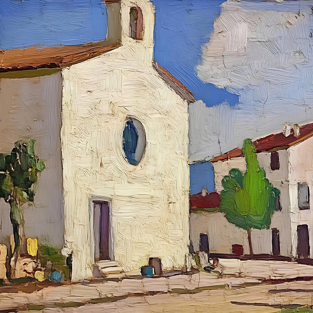 Iglesia de un pintoresco pueblo de Avanesova Elena