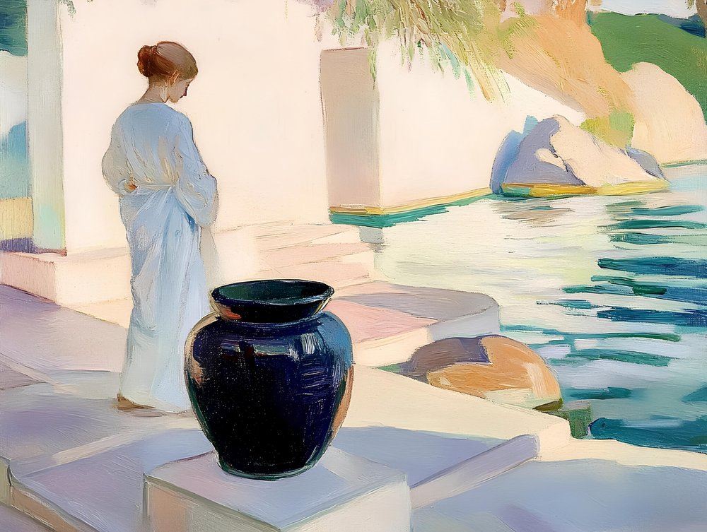 Jarrón azul «Mujer serena» de Avanesova Elena