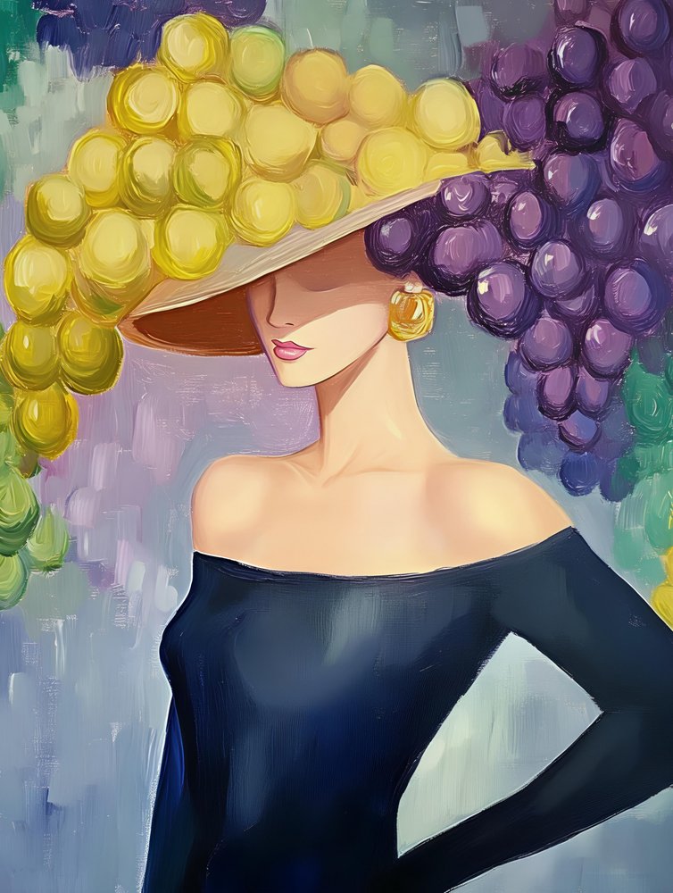 Sombrero elegante con motivos de uvas para mujer de Avanesova Elena