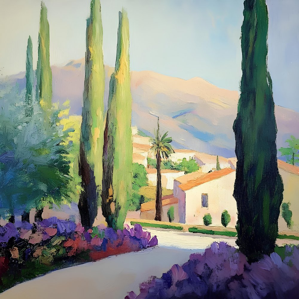 Pueblo soleado del Mediterráneo de Avanesova Elena