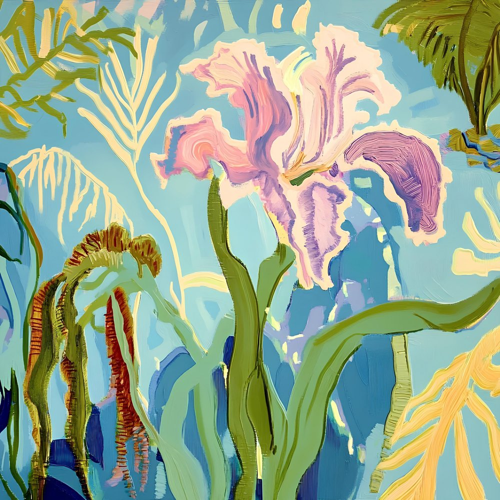 Iris tropicales de colores vivos de Avanesova Elena