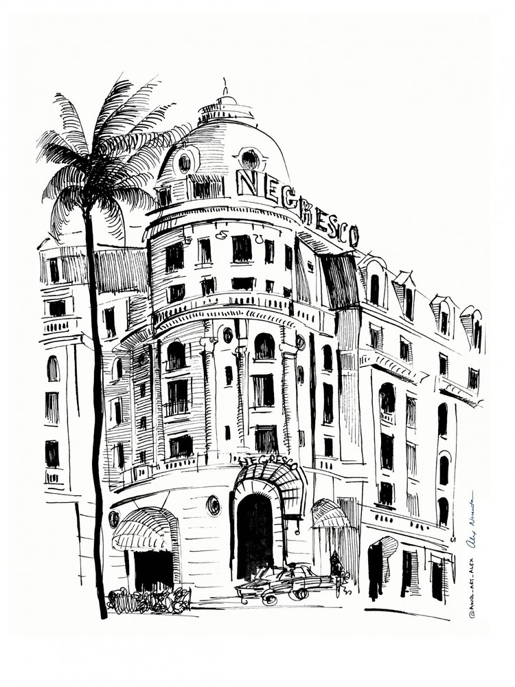 Boceto de un hotel histórico de Awol Art Alex