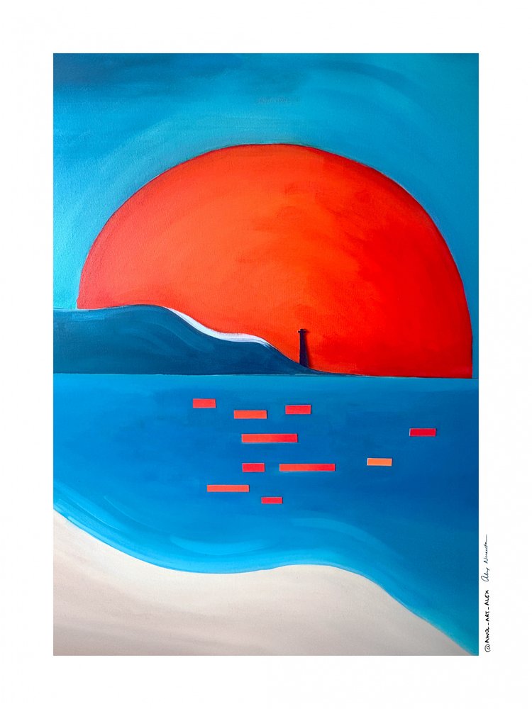 El faro de la puesta de sol, lleno de vida de Awol Art Alex