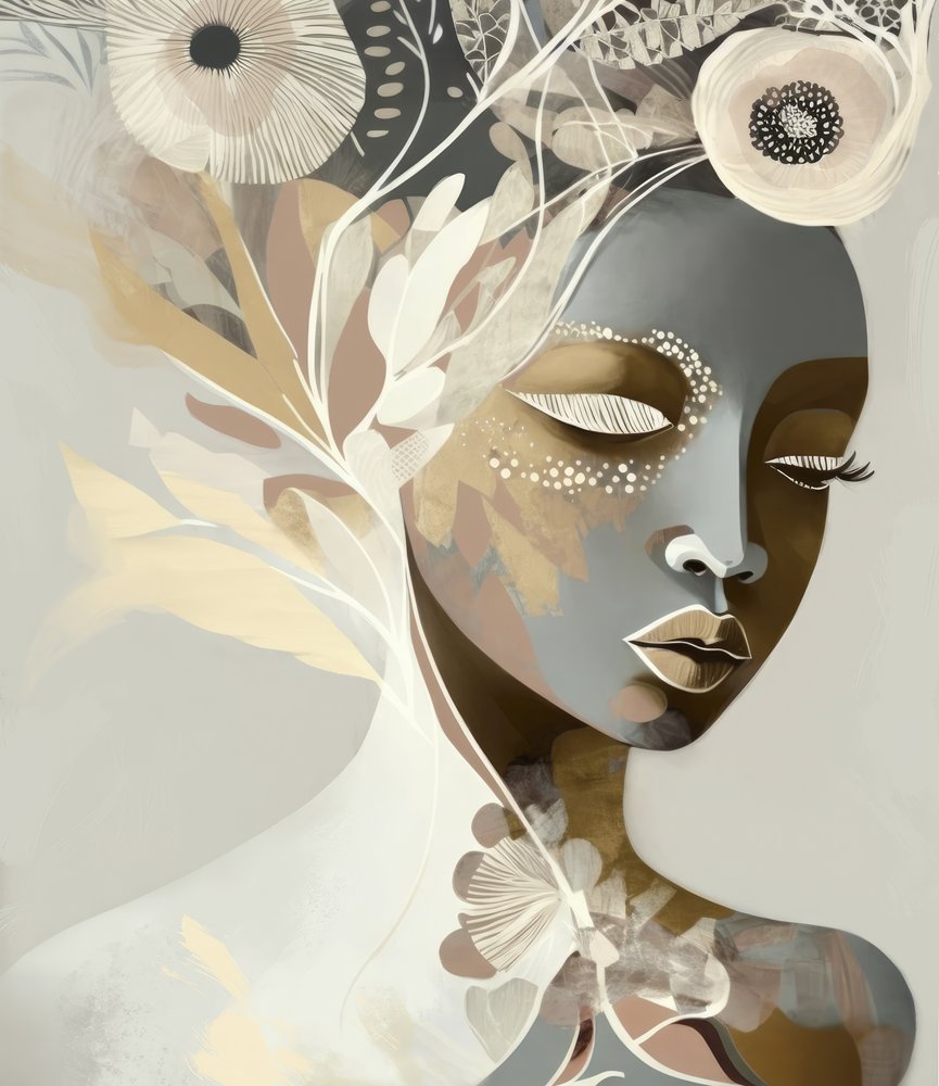 Retrato de una mujer con los ojos cerrados de Bella Eve