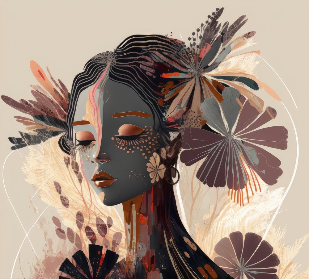 Retrato floral sereno de Bella Eve