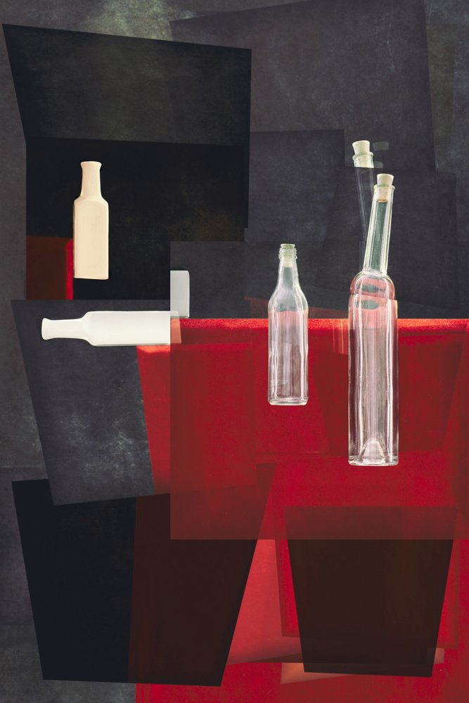 Composición abstracta con botellas de Brig Barkow