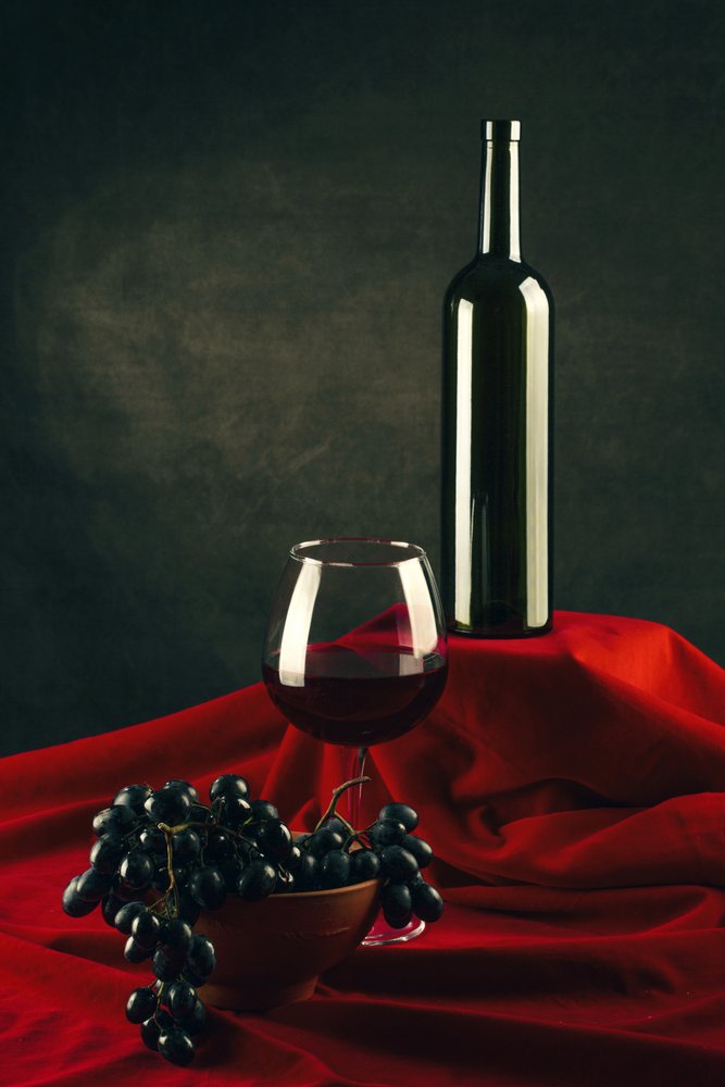 Naturaleza muerta con vino y uvas de Brig Barkow