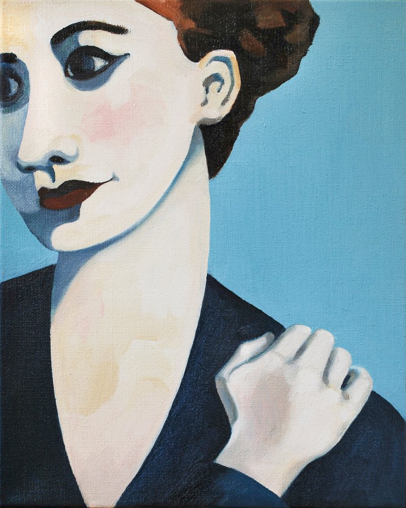 Mujer azul pensativa de Caroline Roberts