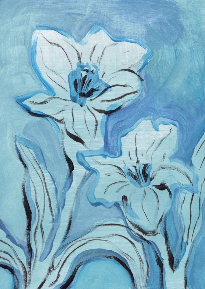 Flores azules abstractas de Catalina Somolinos