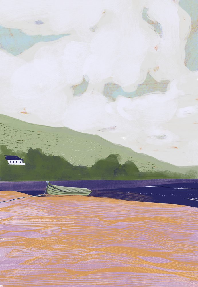 Barco costero tranquilo de Charlotte Trudgett