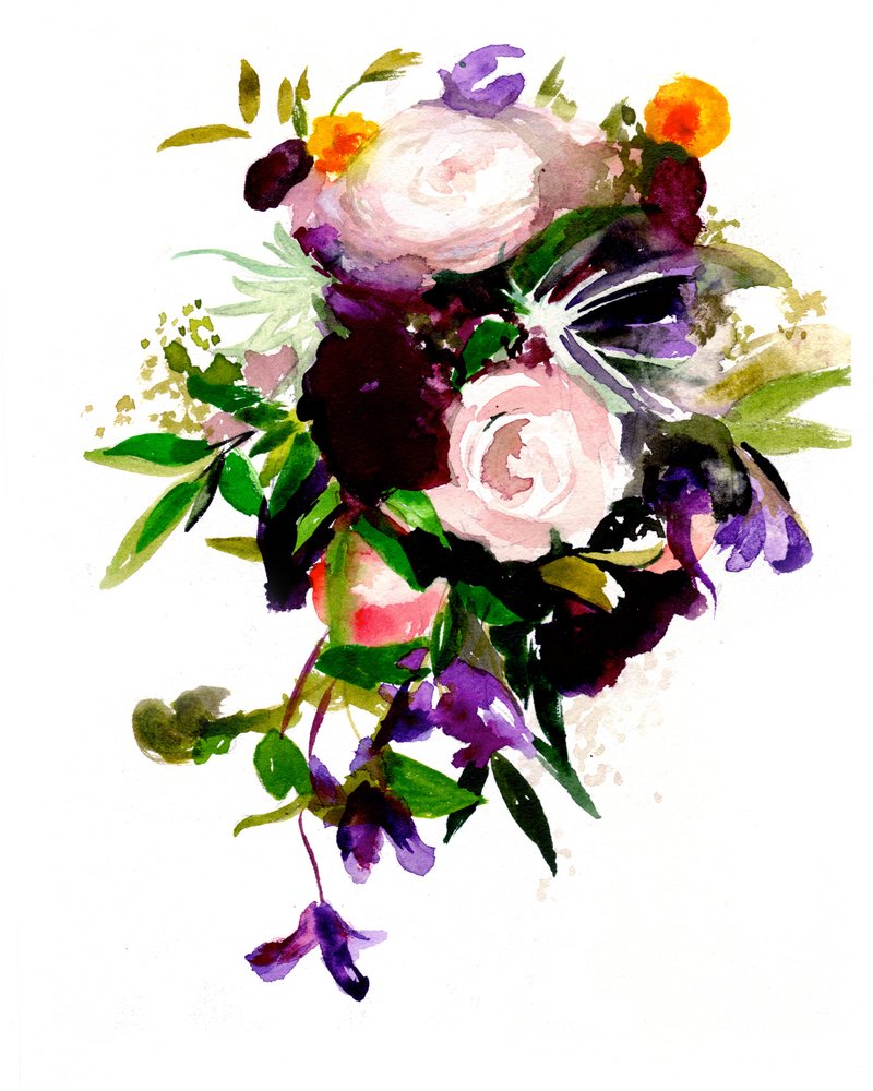 Ramo floral en acuarela de colores vivos de Christine Lindstrom