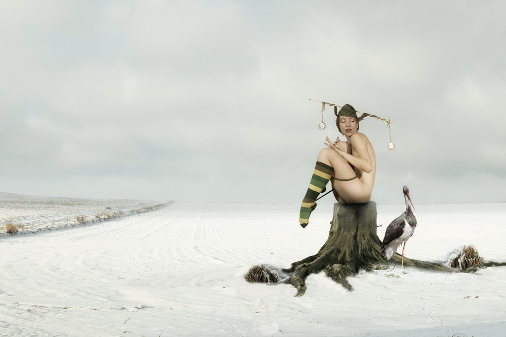 Escena invernal con un bufón desnudo de Christine von Diepenbroek