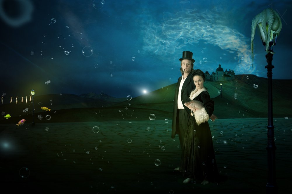 Una pareja surrealista y un pulpo de Christine von Diepenbroek