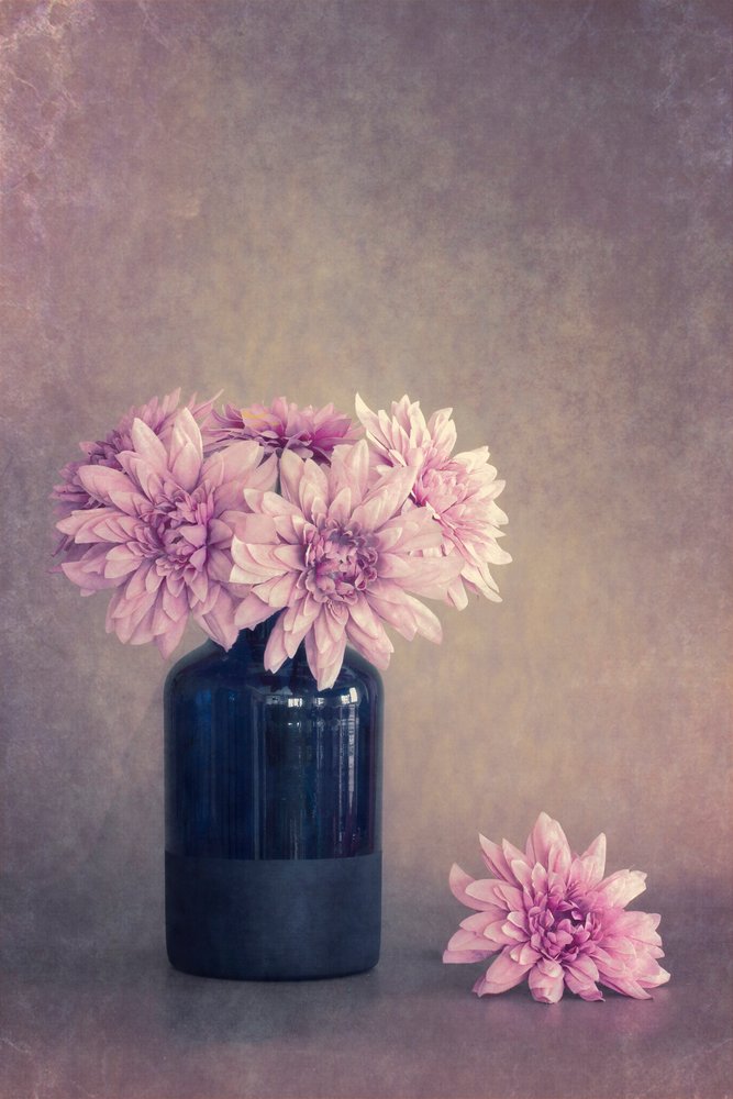 Naturaleza muerta floral en tonos rosa suaves de Cicek Kiral