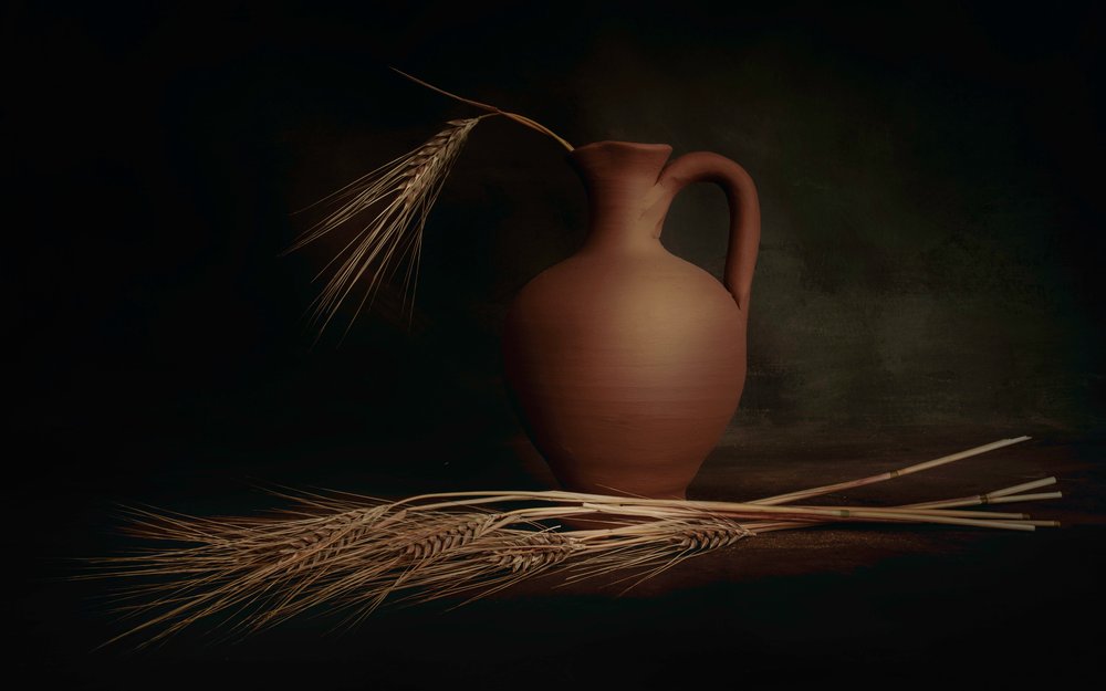 Jarra rústica y trigo de Cicek Kiral